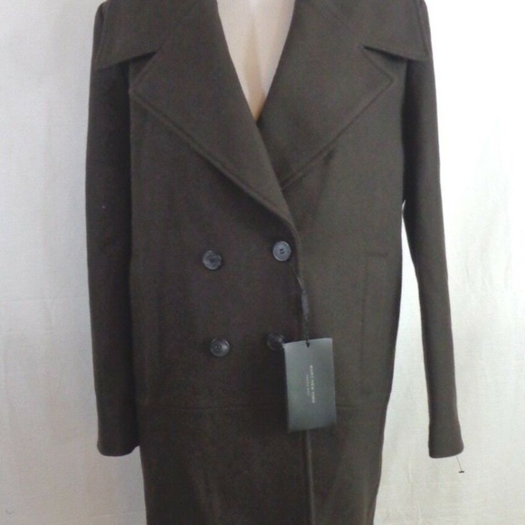 Women's Natalie Double-Breasted Coat Brown 12 WOOL - Picture 2 of 8